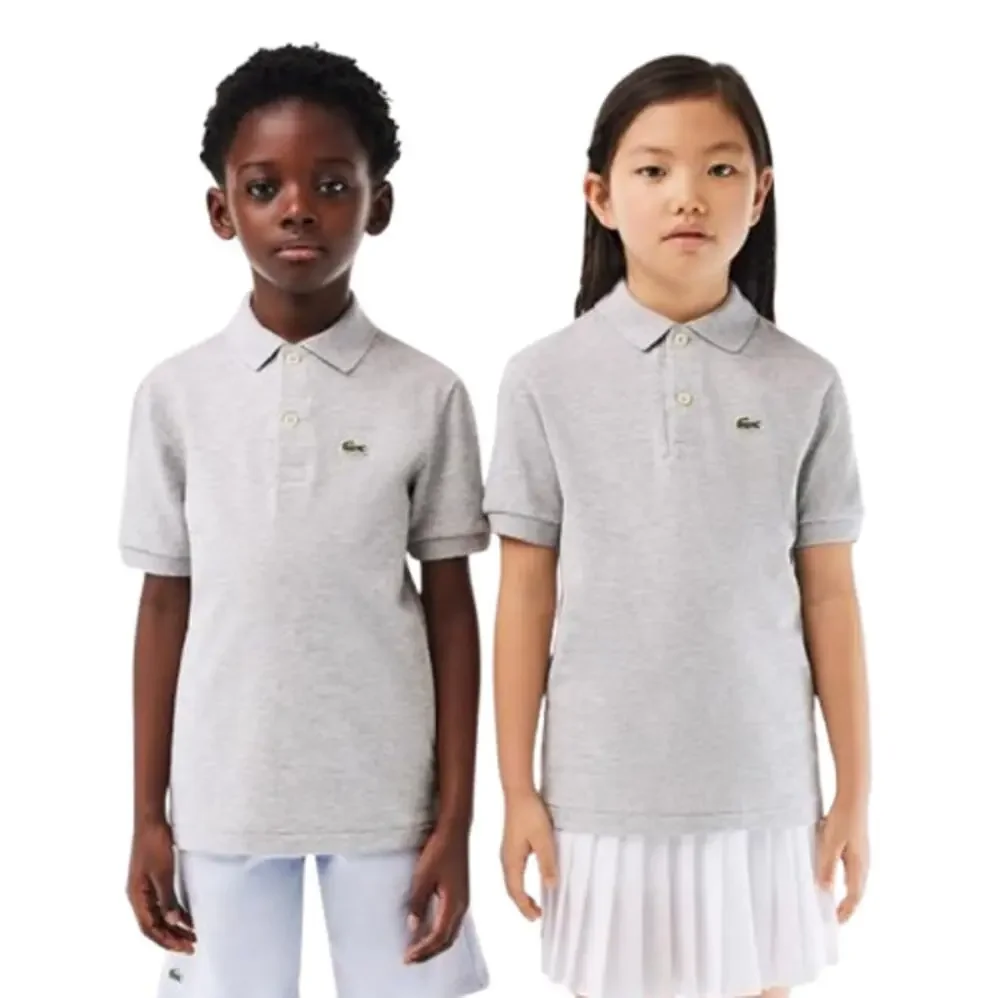 LACOSTE Kids Short Sleeve Classic Pique Polo Shirt SIZE 5 Grey NWT